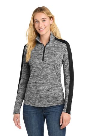 Sport-Tek Women's PosiCharge Electric Heather Colorblock 1/4-Zip Pullover. LST397