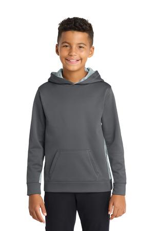 Sport-Tek Youth Sport-Wick CamoHex Fleece Colorblock Hooded Pullover. YST239