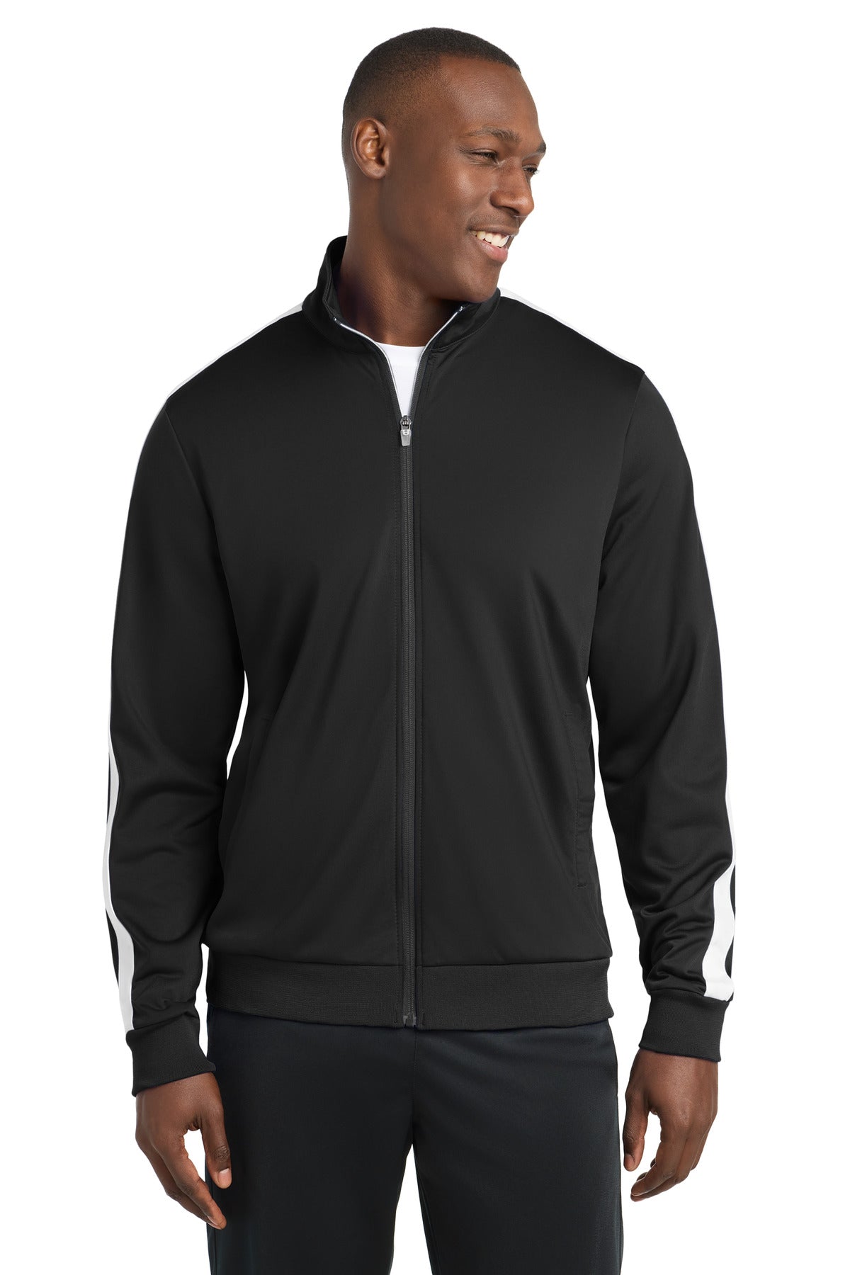 Sport-Tek  Tricot Sleeve Stripe Track Jacket. JST94