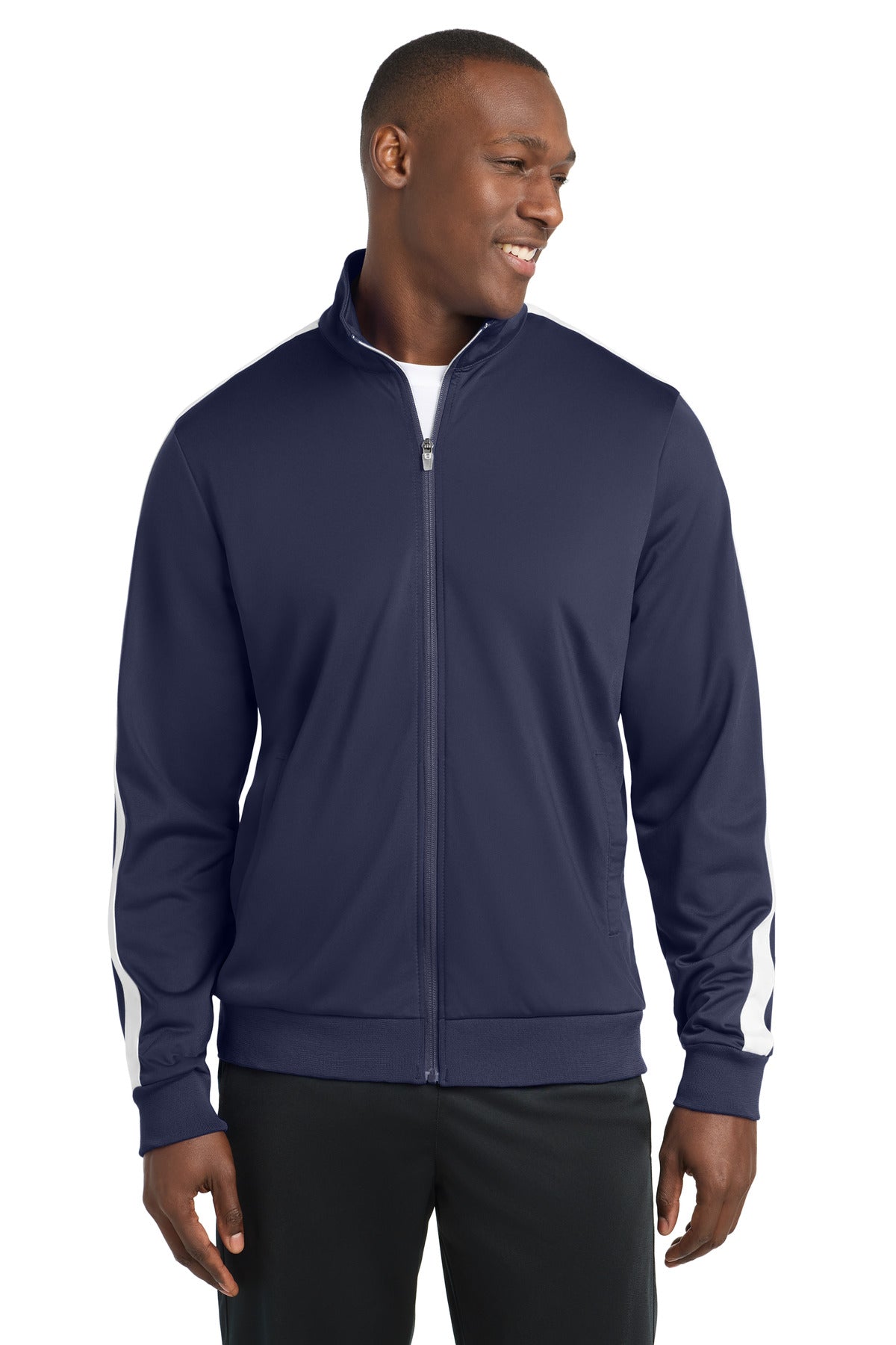 Sport-Tek  Tricot Sleeve Stripe Track Jacket. JST94