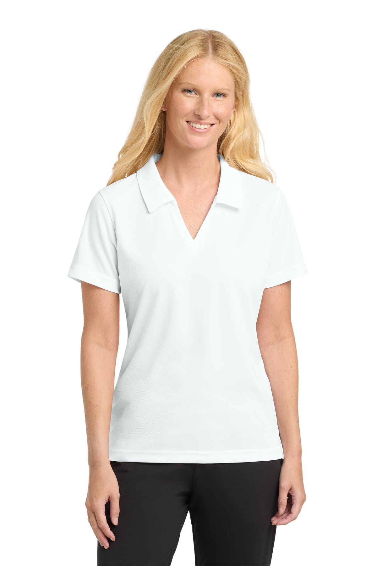 Sport-Tek Women's Dri-Mesh V-Neck Polo.  L469