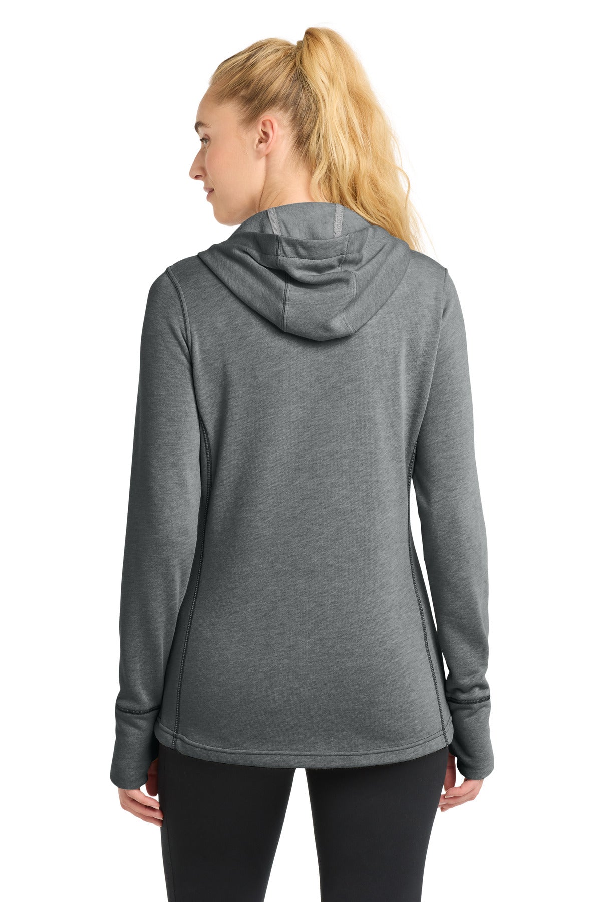 Sport-Tek  Women's PosiCharge  Tri-Blend Wicking Fleece Hooded Pullover. LST296