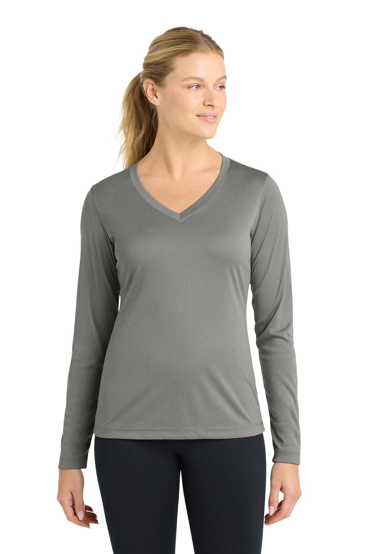 Sport-Tek Women's Long Sleeve PosiCharge Competitor V-Neck Tee. LST353LS