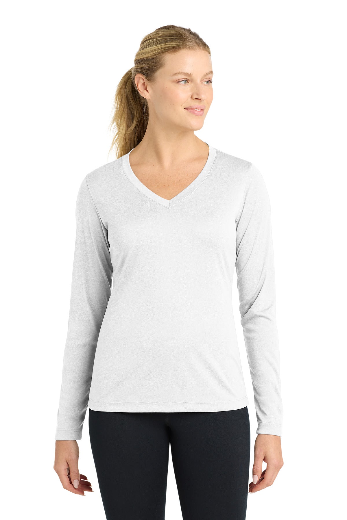 Sport-Tek Women's Long Sleeve PosiCharge Competitor V-Neck Tee. LST353LS