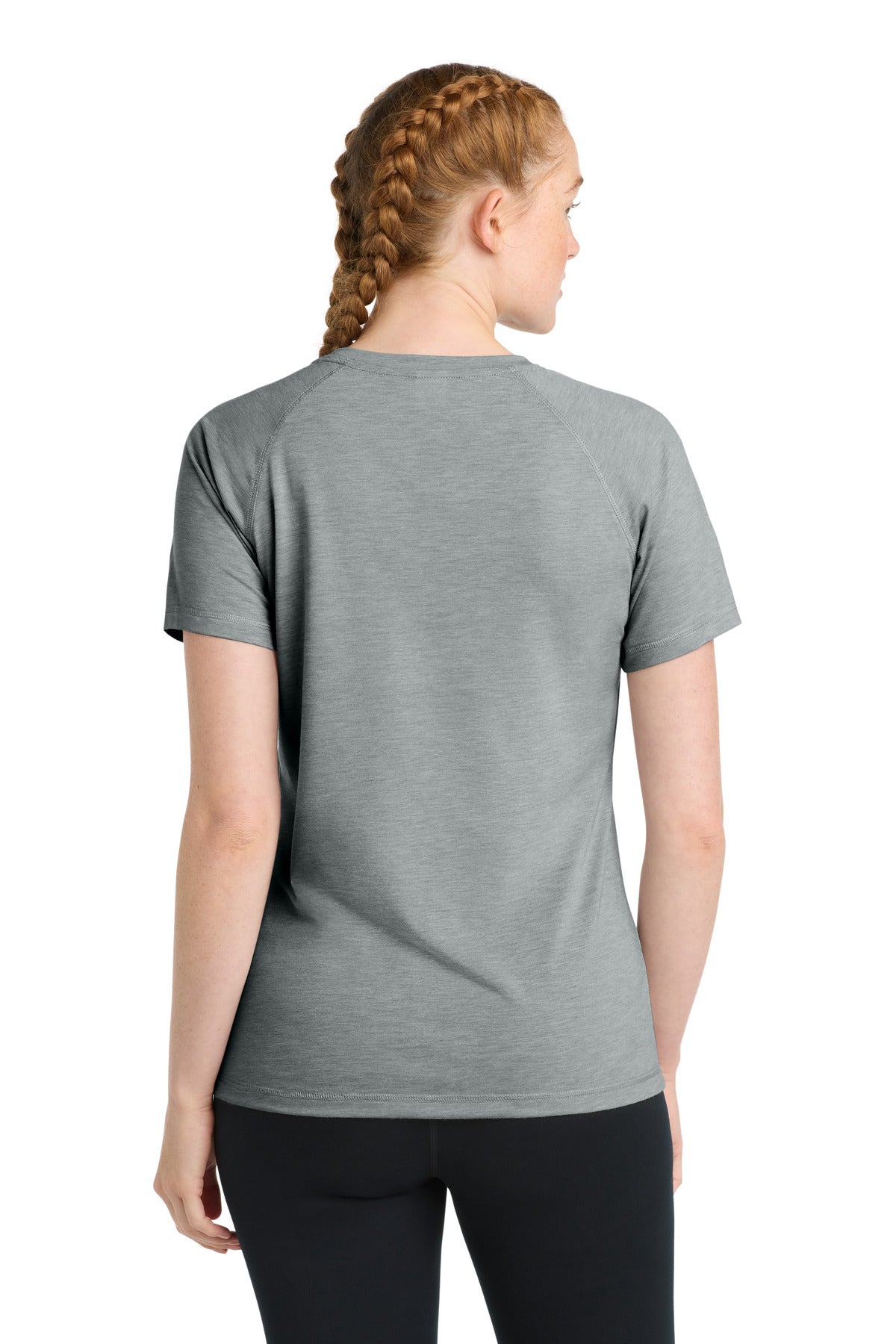 Sport-Tek  Women's PosiCharge  Tri-Blend Wicking Scoop Neck Raglan Tee. LST400