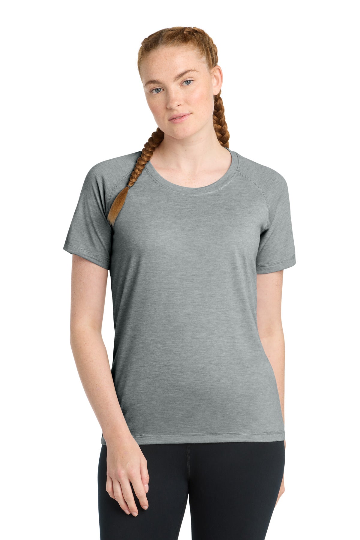 Sport-Tek  Women's PosiCharge  Tri-Blend Wicking Scoop Neck Raglan Tee. LST400
