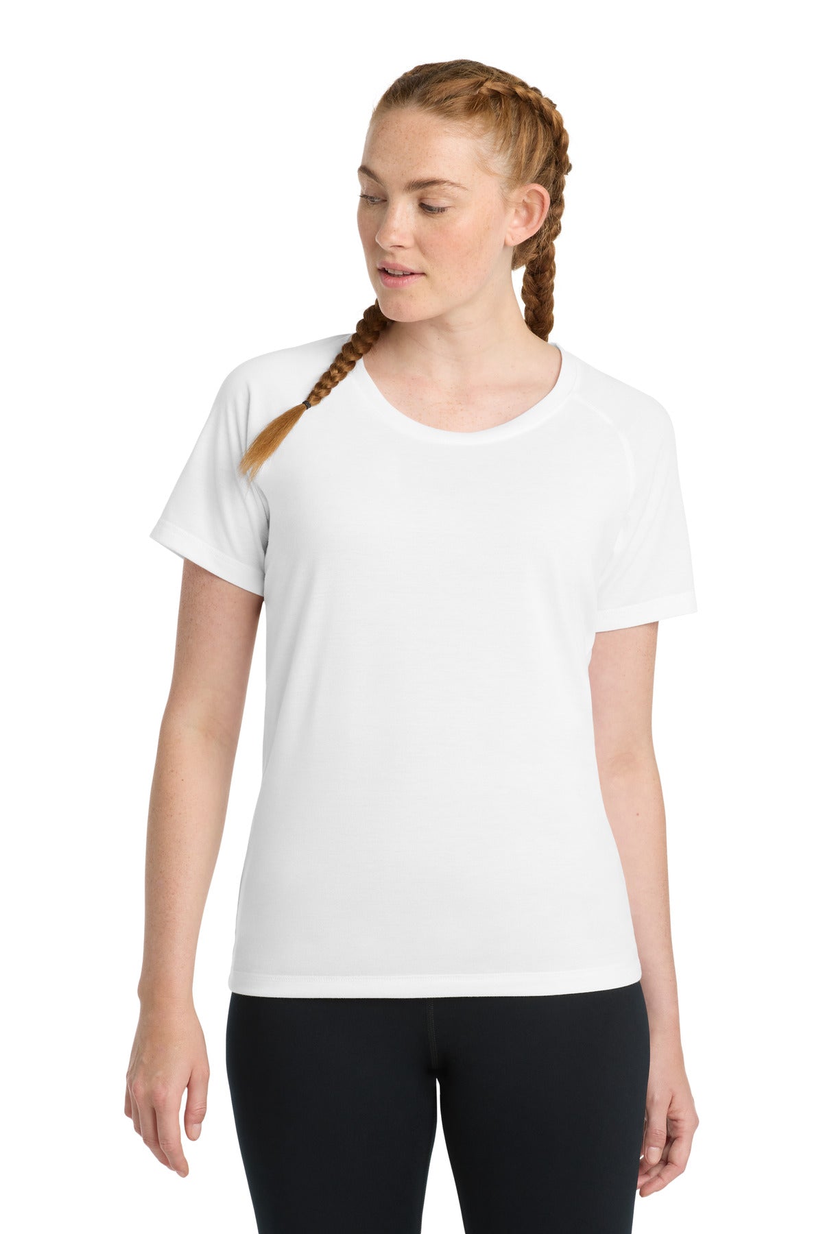Sport-Tek  Women's PosiCharge  Tri-Blend Wicking Scoop Neck Raglan Tee. LST400
