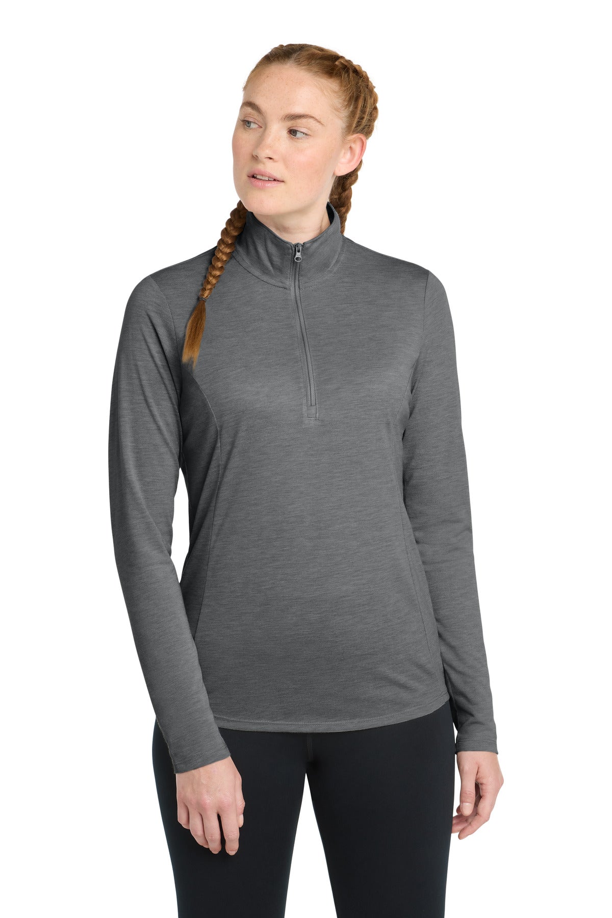 Sport-Tek  Women's PosiCharge  Tri-Blend Wicking 1/4-Zip Pullover. LST407