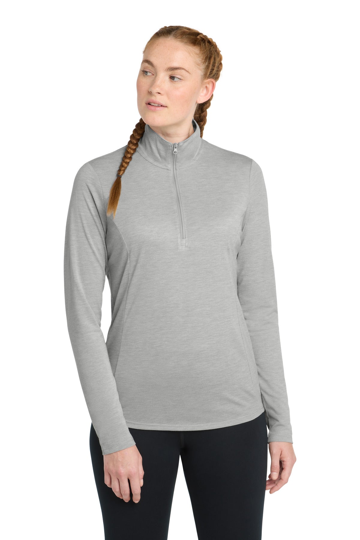 Sport-Tek  Women's PosiCharge  Tri-Blend Wicking 1/4-Zip Pullover. LST407