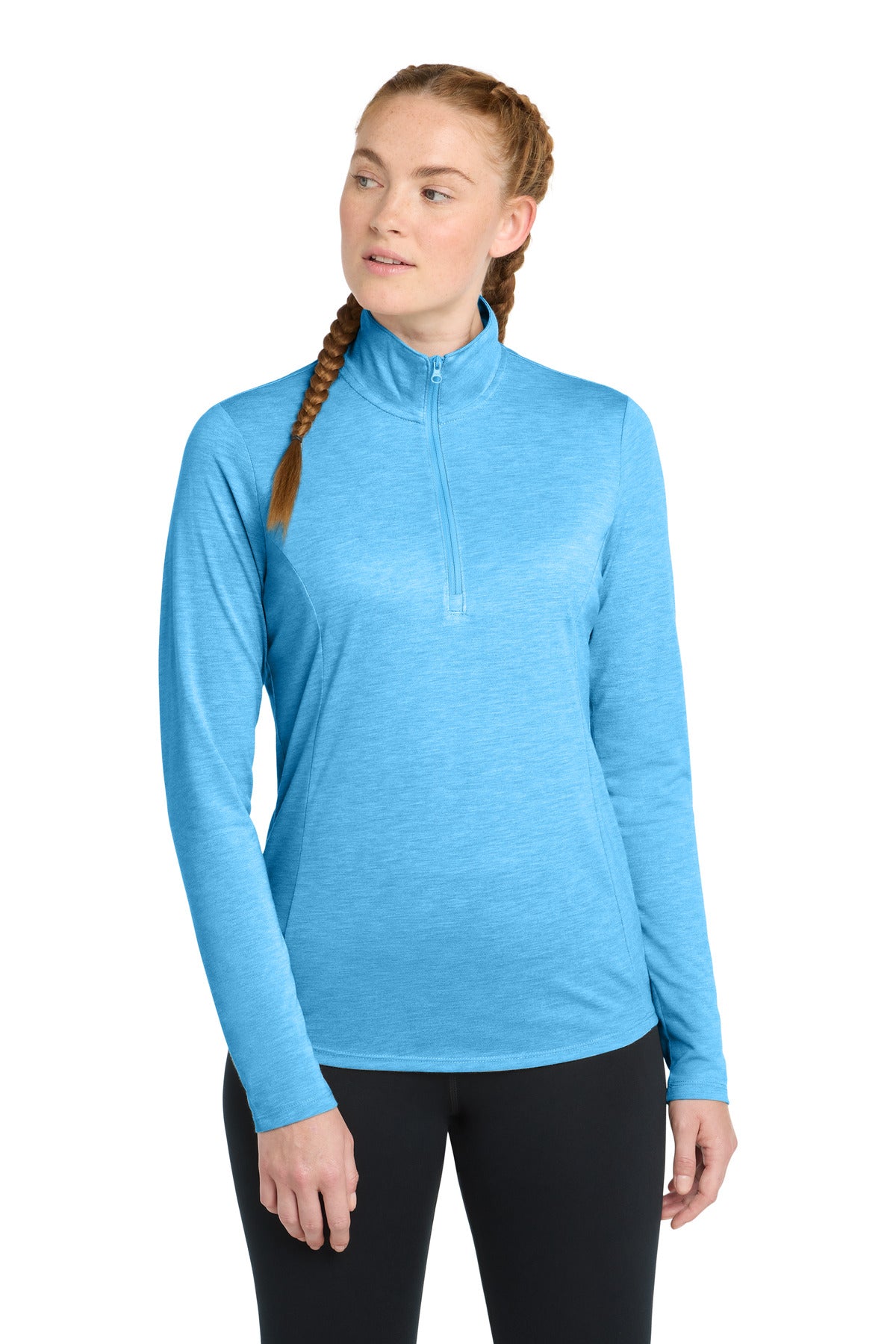 Sport-Tek  Women's PosiCharge  Tri-Blend Wicking 1/4-Zip Pullover. LST407