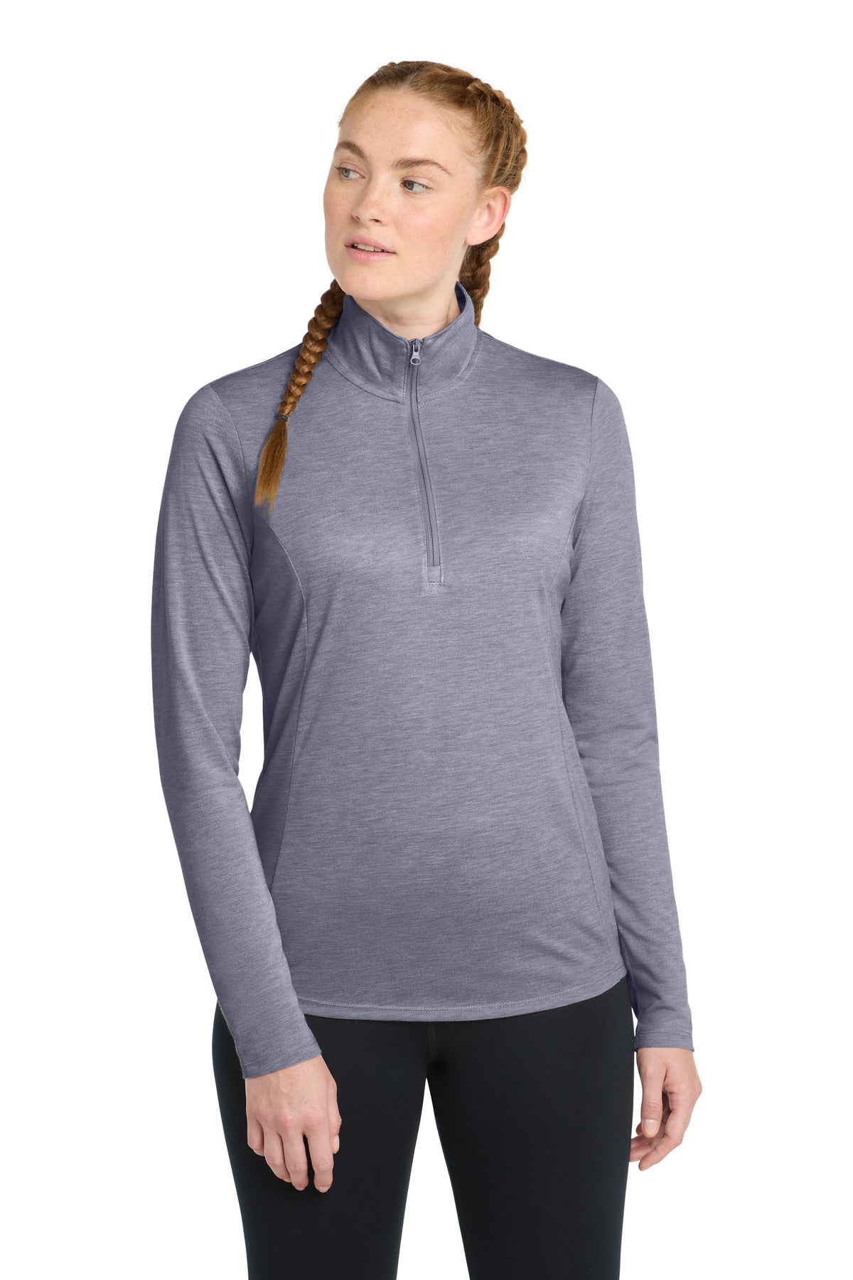 Sport-Tek  Women's PosiCharge  Tri-Blend Wicking 1/4-Zip Pullover. LST407