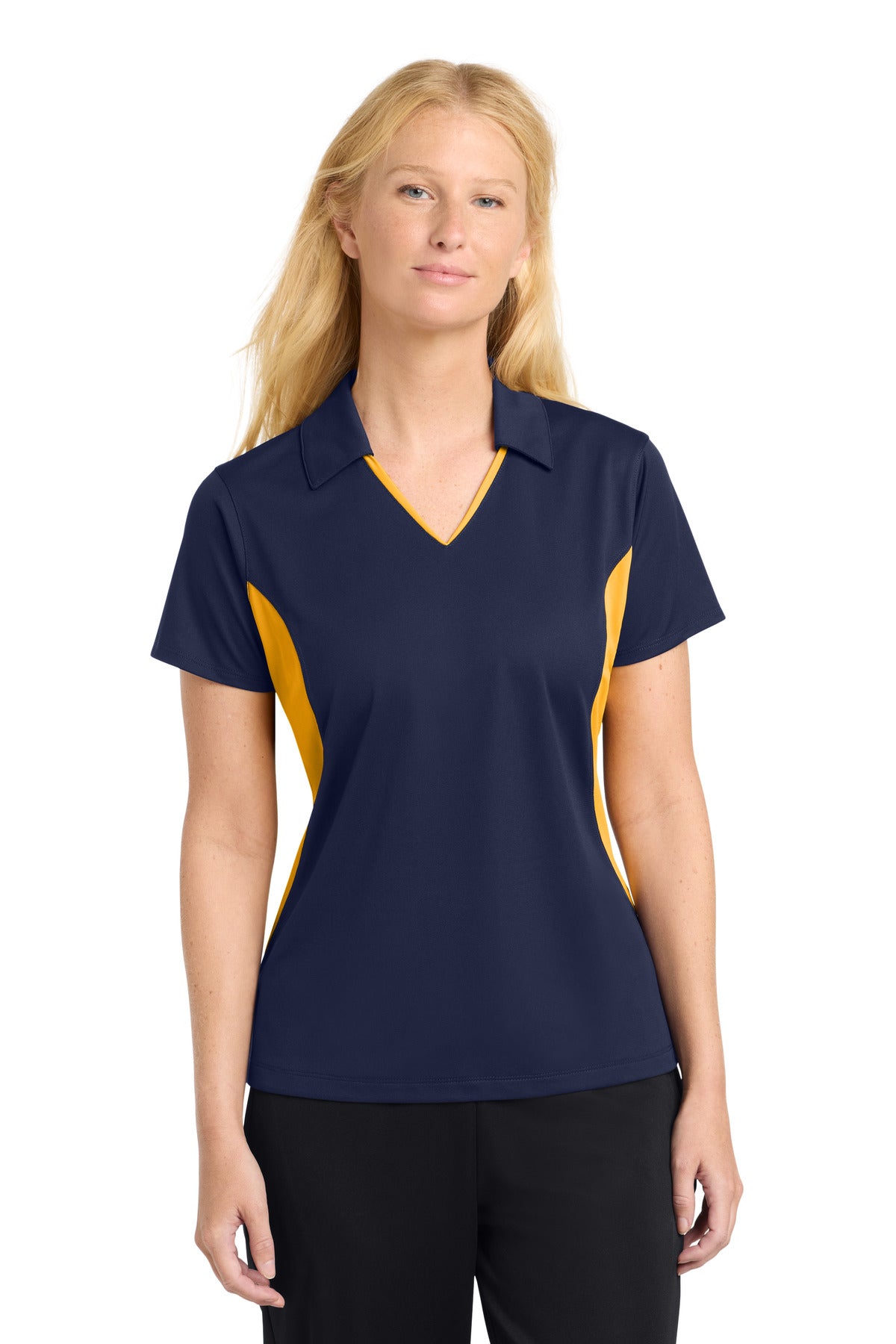 Sport-Tek Women's Side Blocked Micropique Sport-Wick Polo. LST655