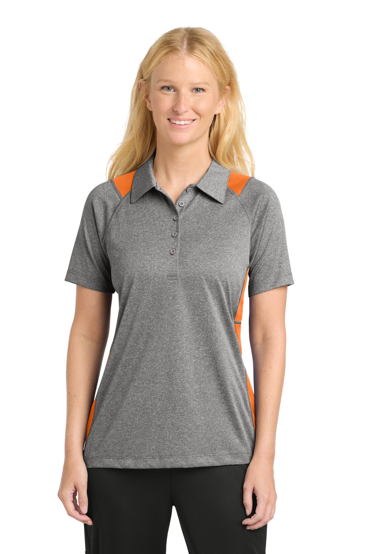 Sport-Tek Women's Heather Colorblock Contender Polo. LST665