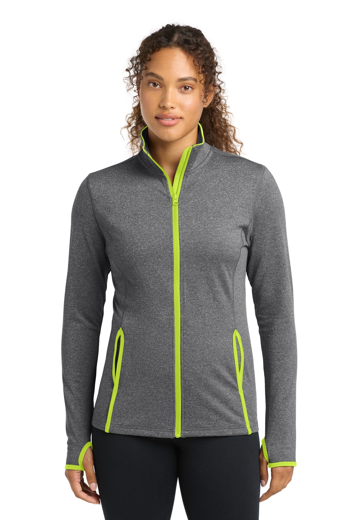 Sport-Tek Women's Sport-Wick Stretch Contrast Full-Zip Jacket.  LST853