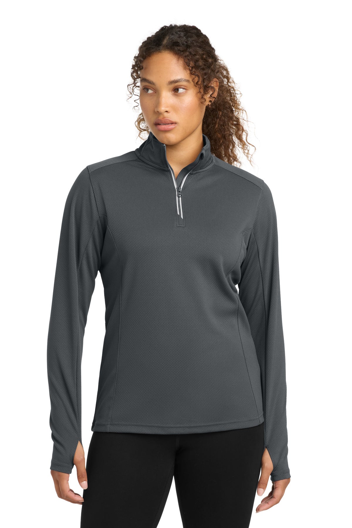 Sport-Tek Women's Sport-Wick Textured 1/4-Zip Pullover.  LST860