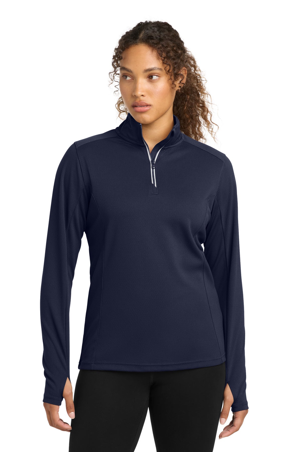 Sport-Tek Women's Sport-Wick Textured 1/4-Zip Pullover.  LST860