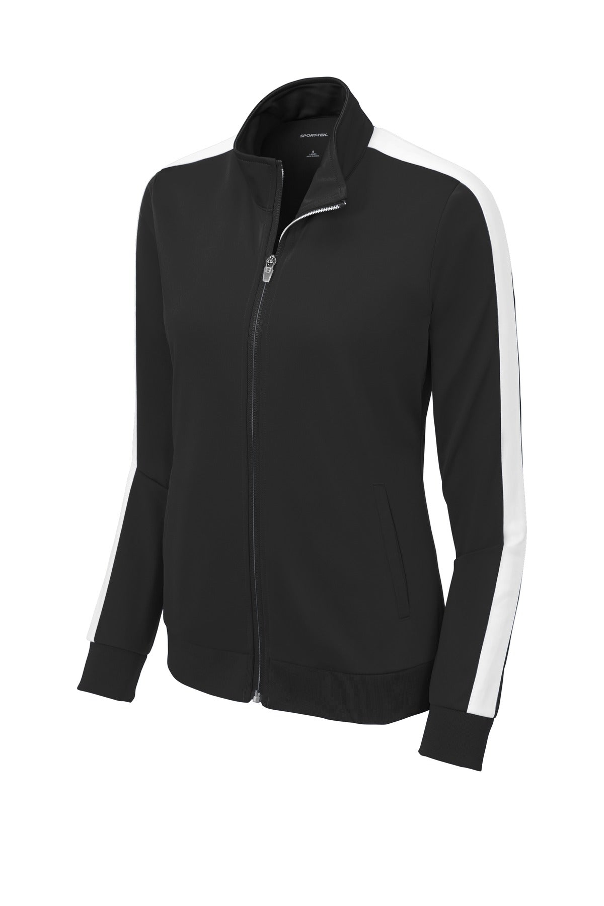 Sport-Tek  Women's Tricot Sleeve Stripe Track Jacket. LST94