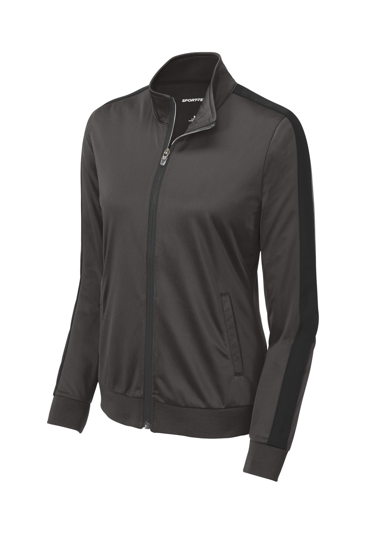 Sport-Tek  Women's Tricot Sleeve Stripe Track Jacket. LST94
