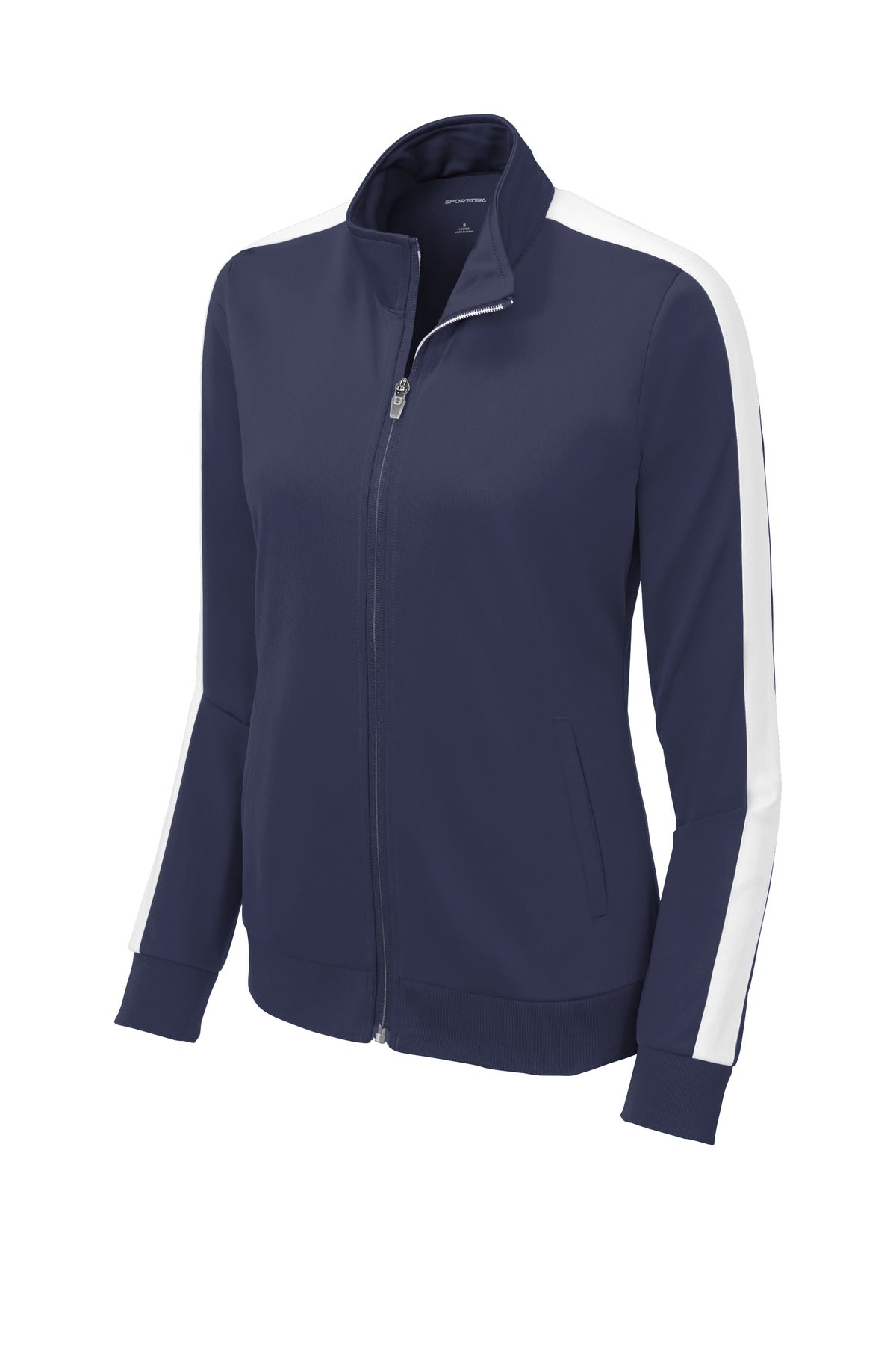 Sport-Tek  Women's Tricot Sleeve Stripe Track Jacket. LST94