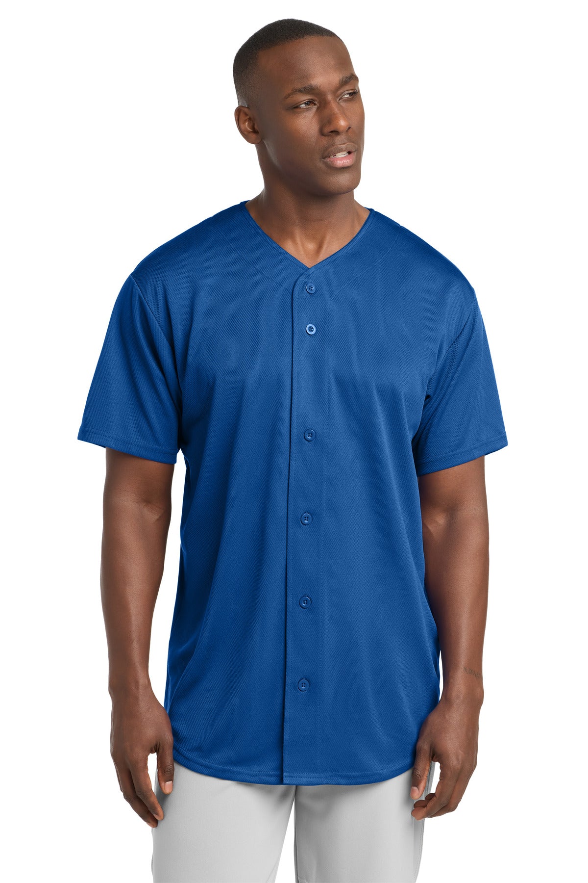 Sport-Tek PosiCharge Tough Mesh Full-Button Jersey. ST220