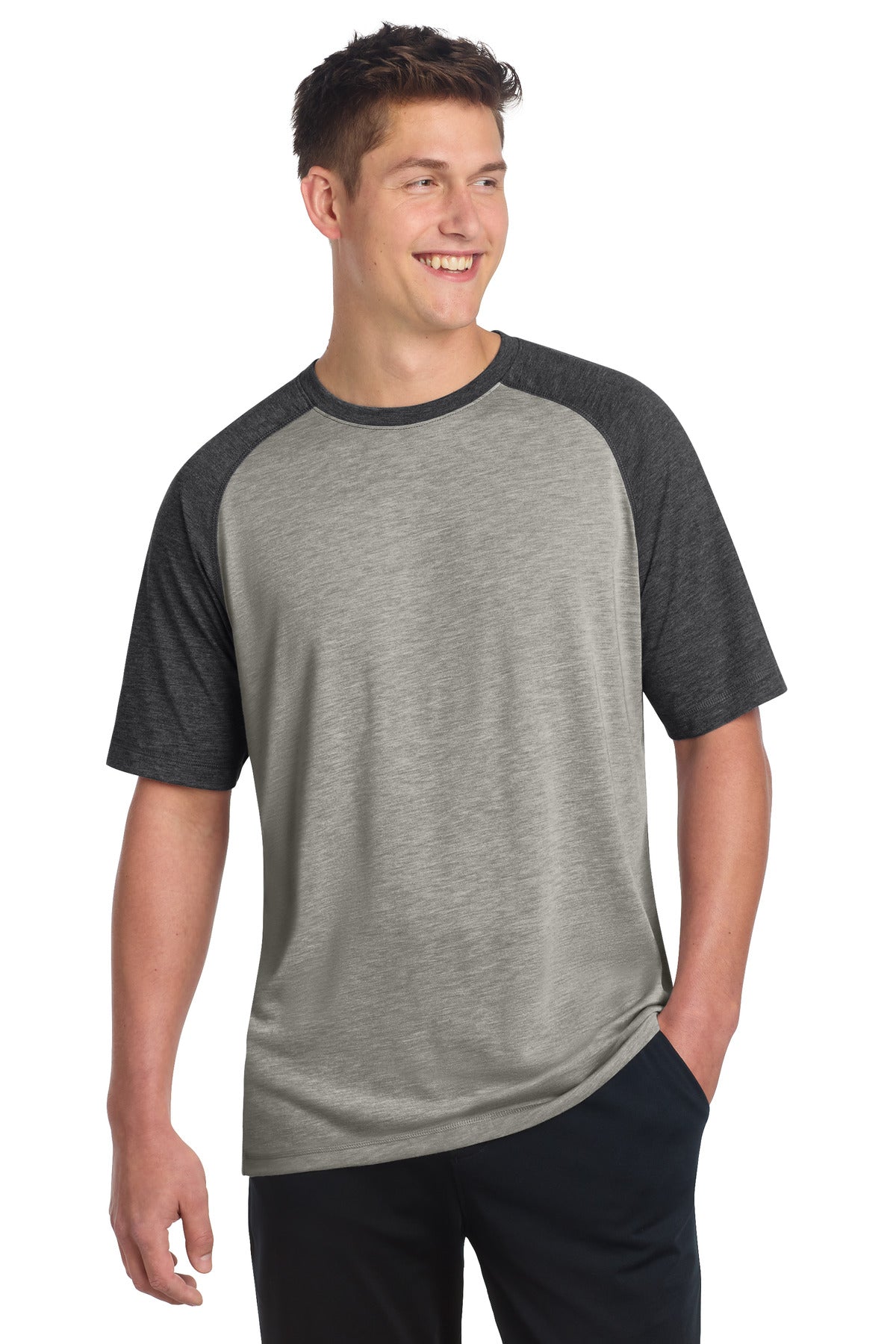 Sport-Tek  PosiCharge  Tri-Blend Wicking Raglan Tee. ST400