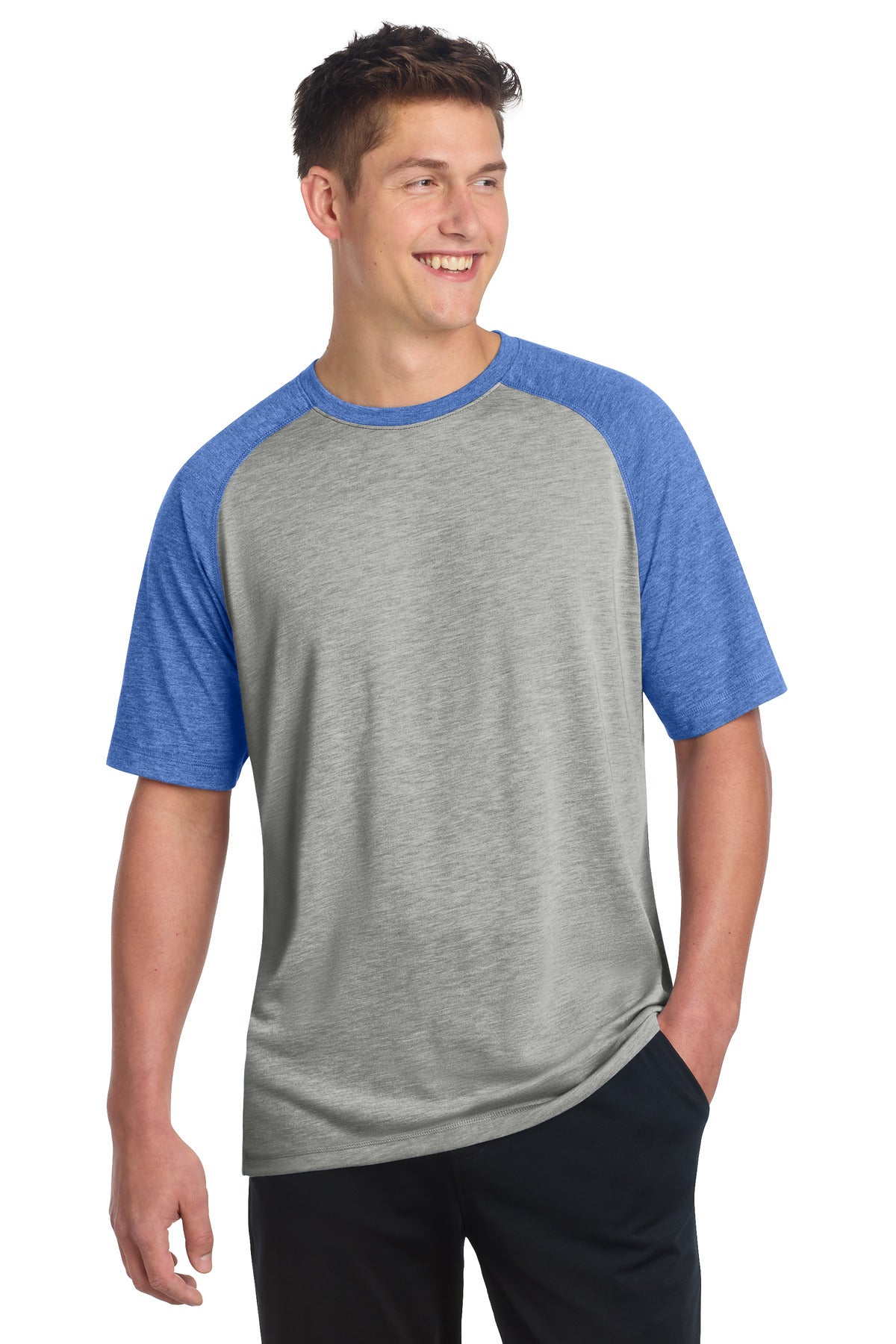 Sport-Tek  PosiCharge  Tri-Blend Wicking Raglan Tee. ST400