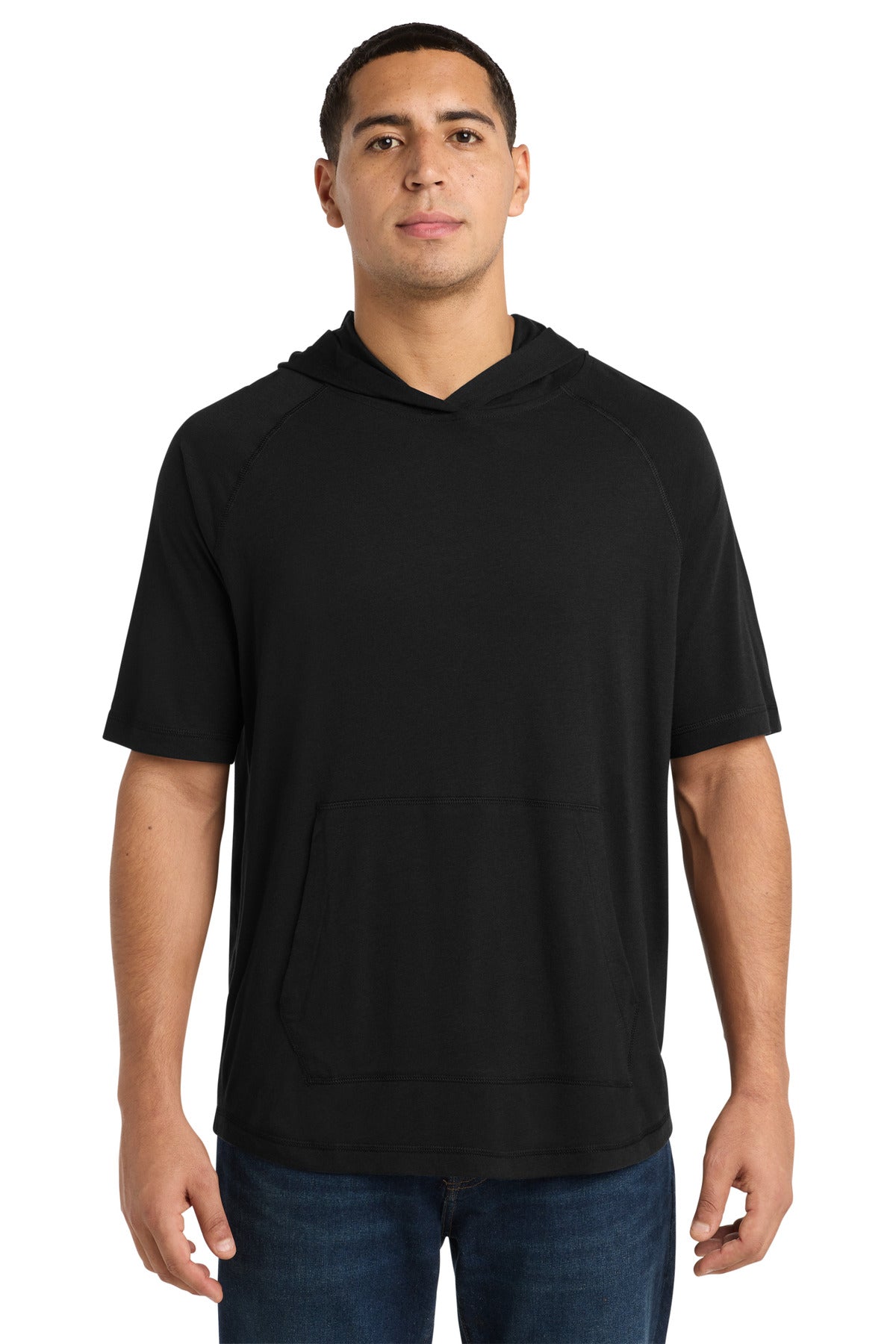 Sport-Tek  PosiCharge  Tri-Blend Wicking Short Sleeve Hoodie. ST404