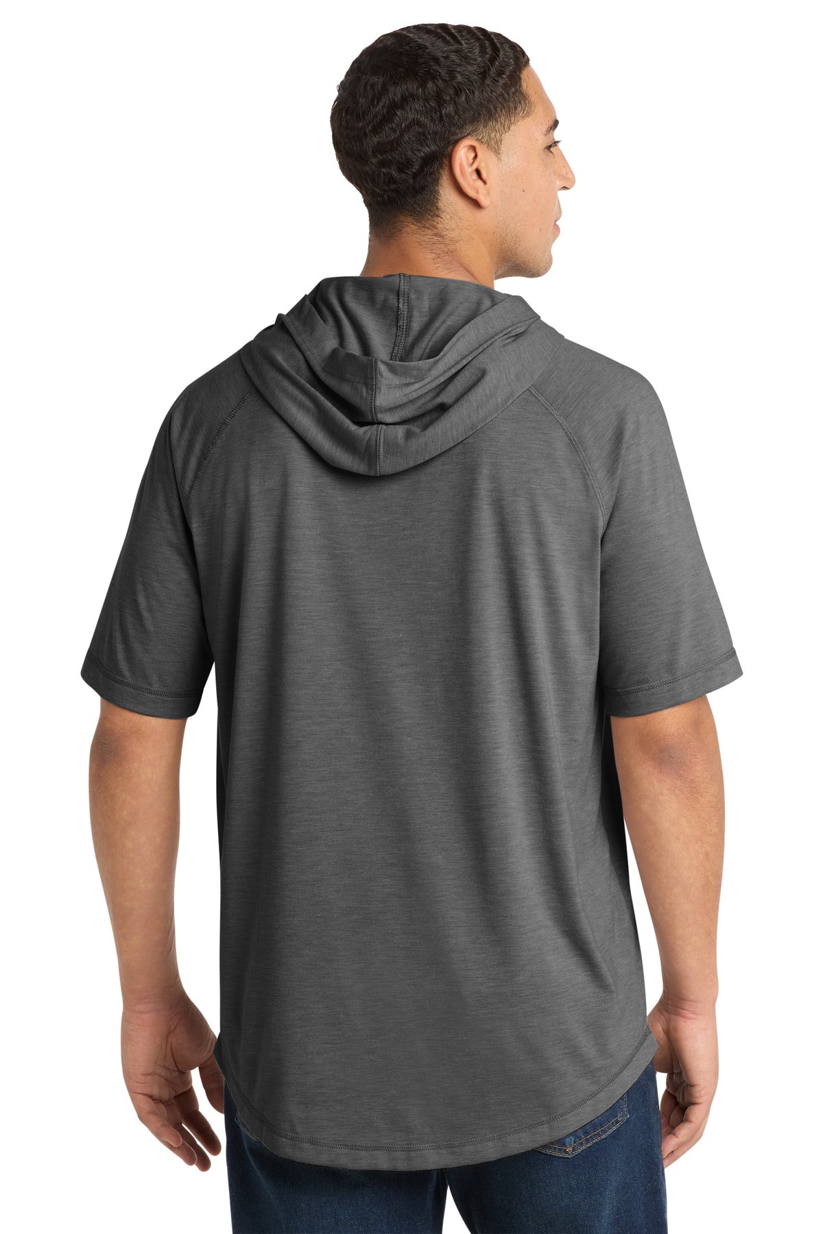Sport-Tek  PosiCharge  Tri-Blend Wicking Short Sleeve Hoodie. ST404