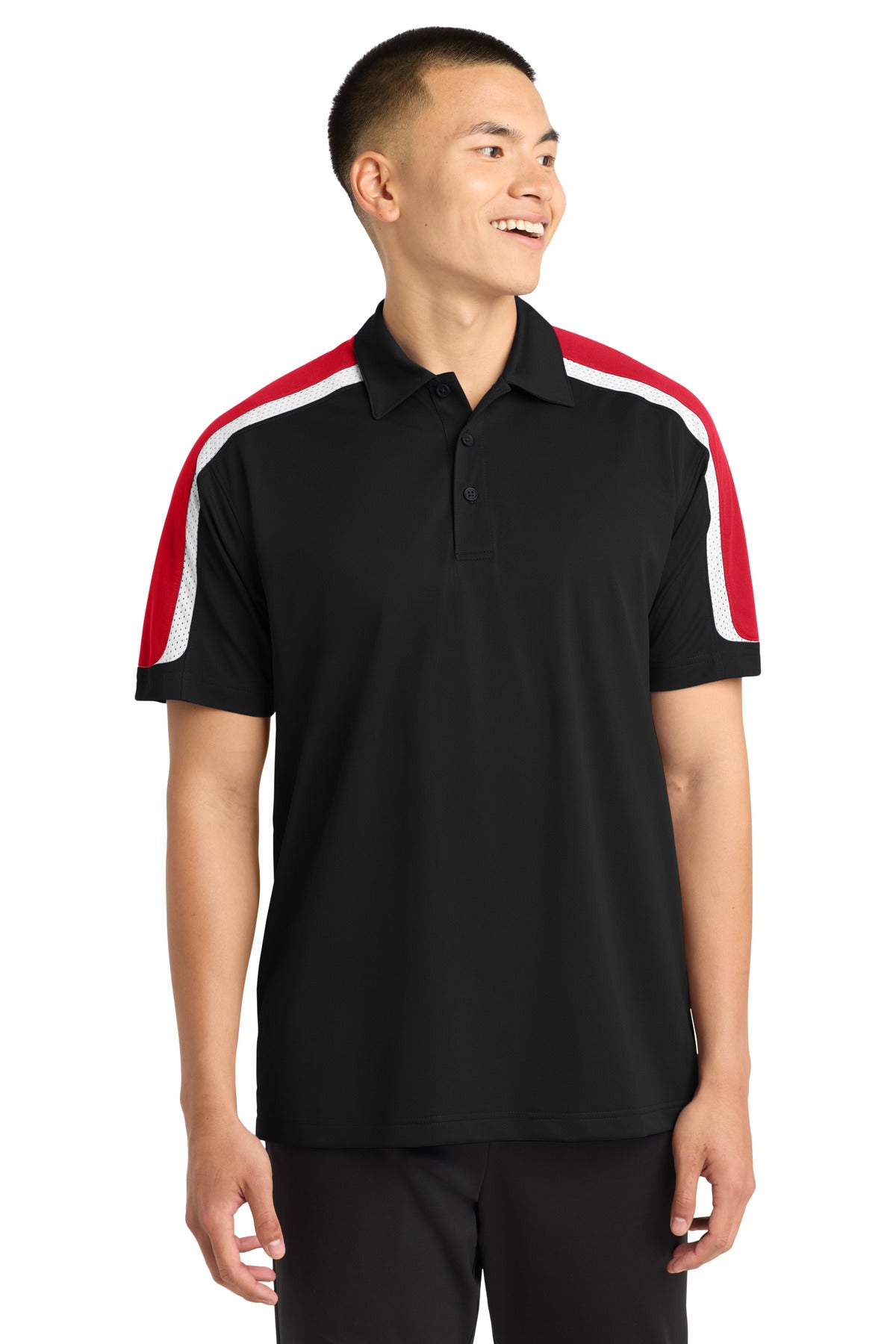 Sport-Tek Tricolor Shoulder Micropique Sport-Wick Polo. ST658