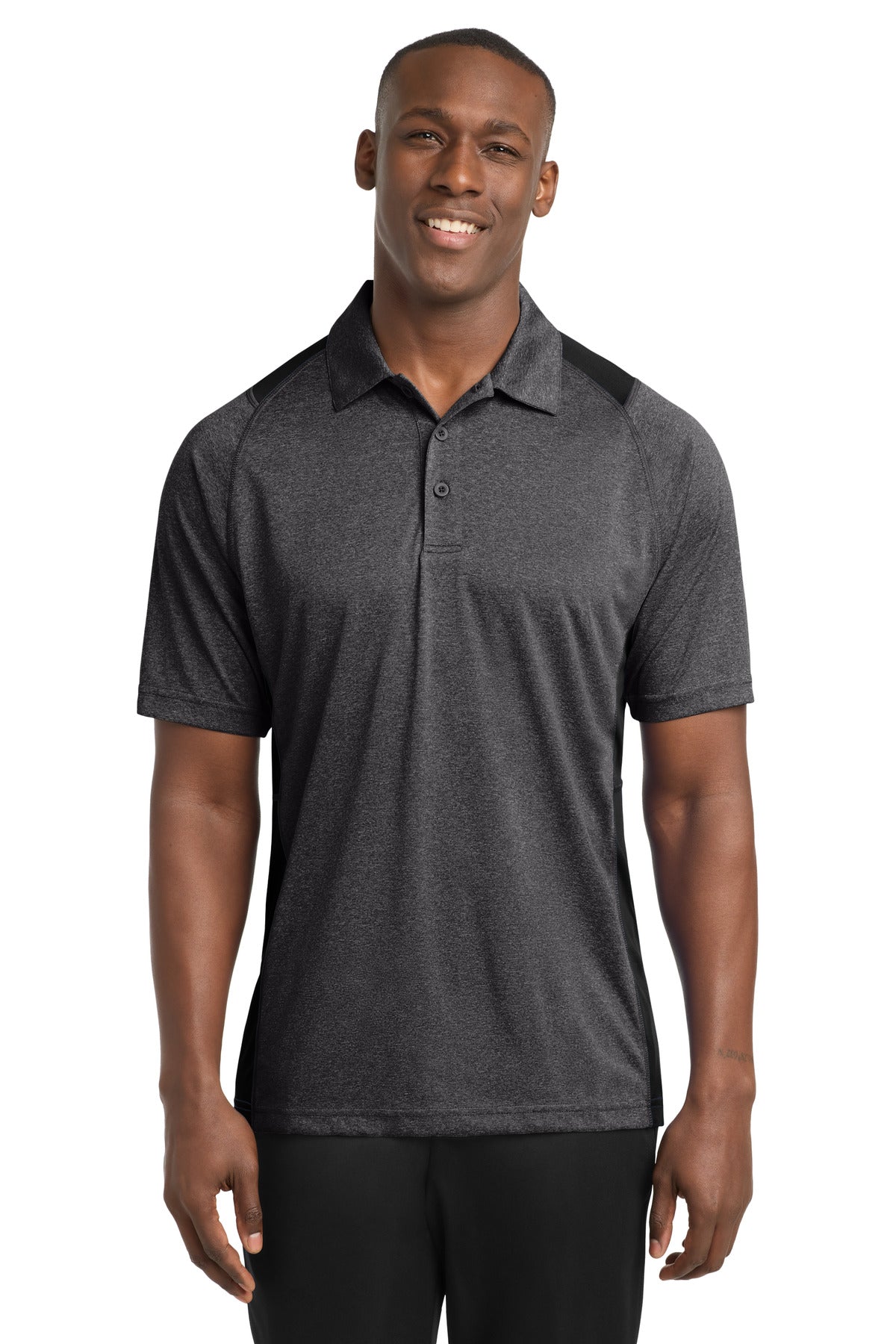 Sport-Tek Heather Colorblock Contender Polo. ST665