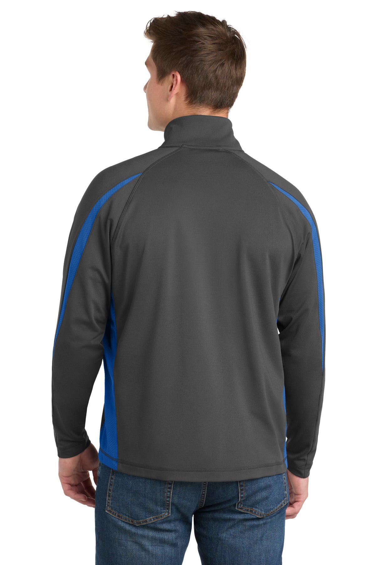 Sport-Tek Sport-Wick Stretch 1/4-Zip Colorblock Pullover. ST851