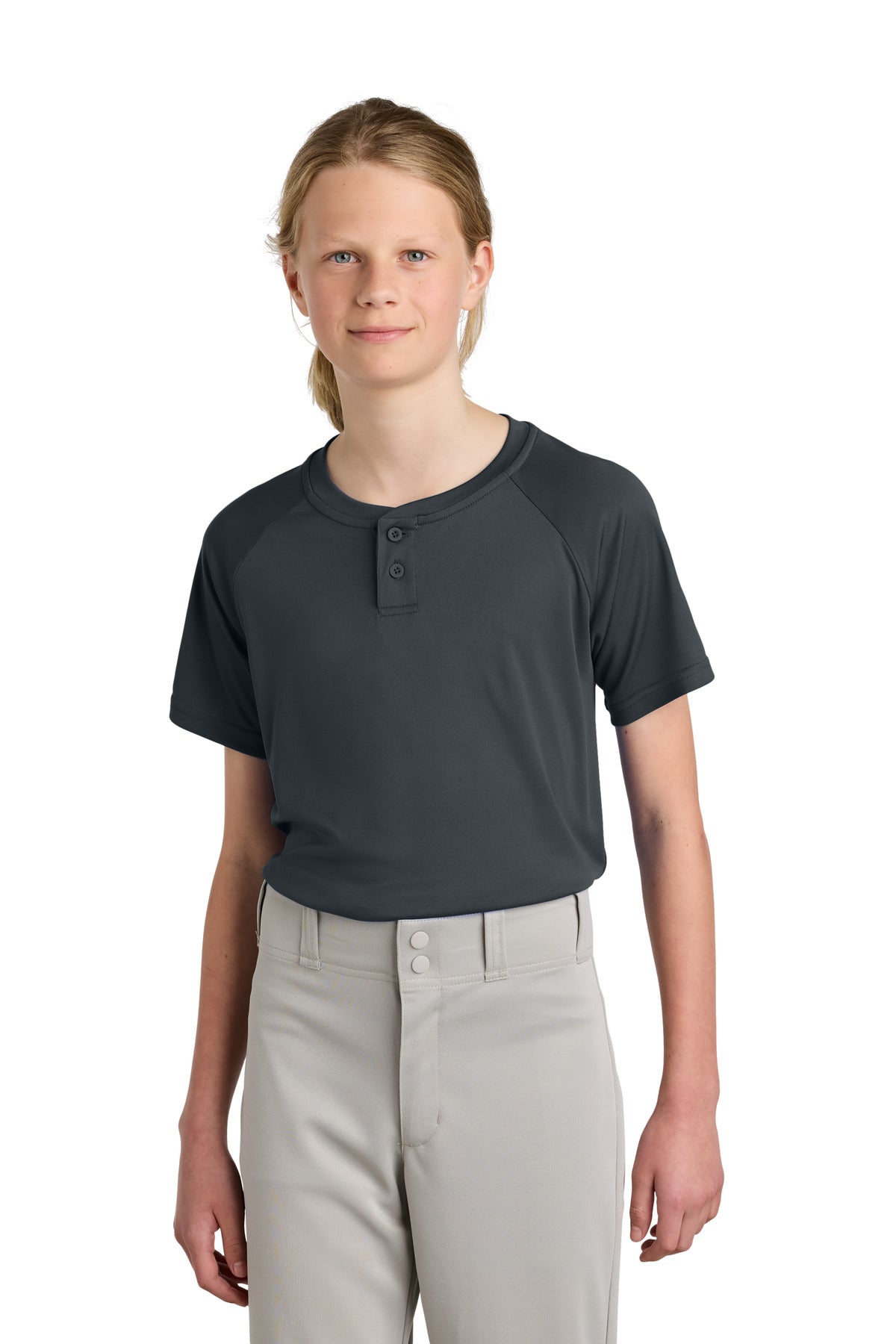 Sport-Tek Youth PosiCharge Competitor 2-Button Henley YST359